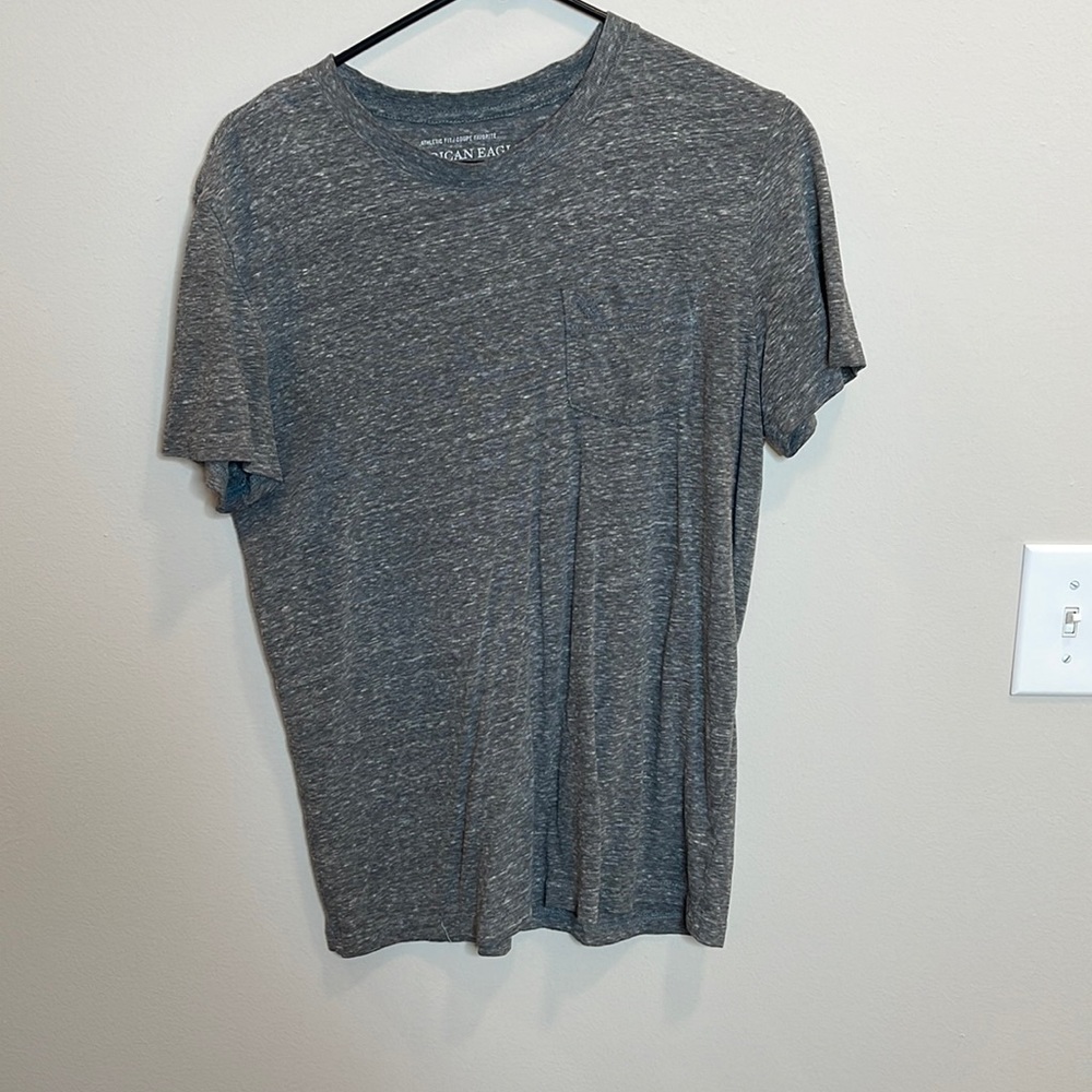 American Eagle Heather Gray Mens V-Neck T-Shirt Size S